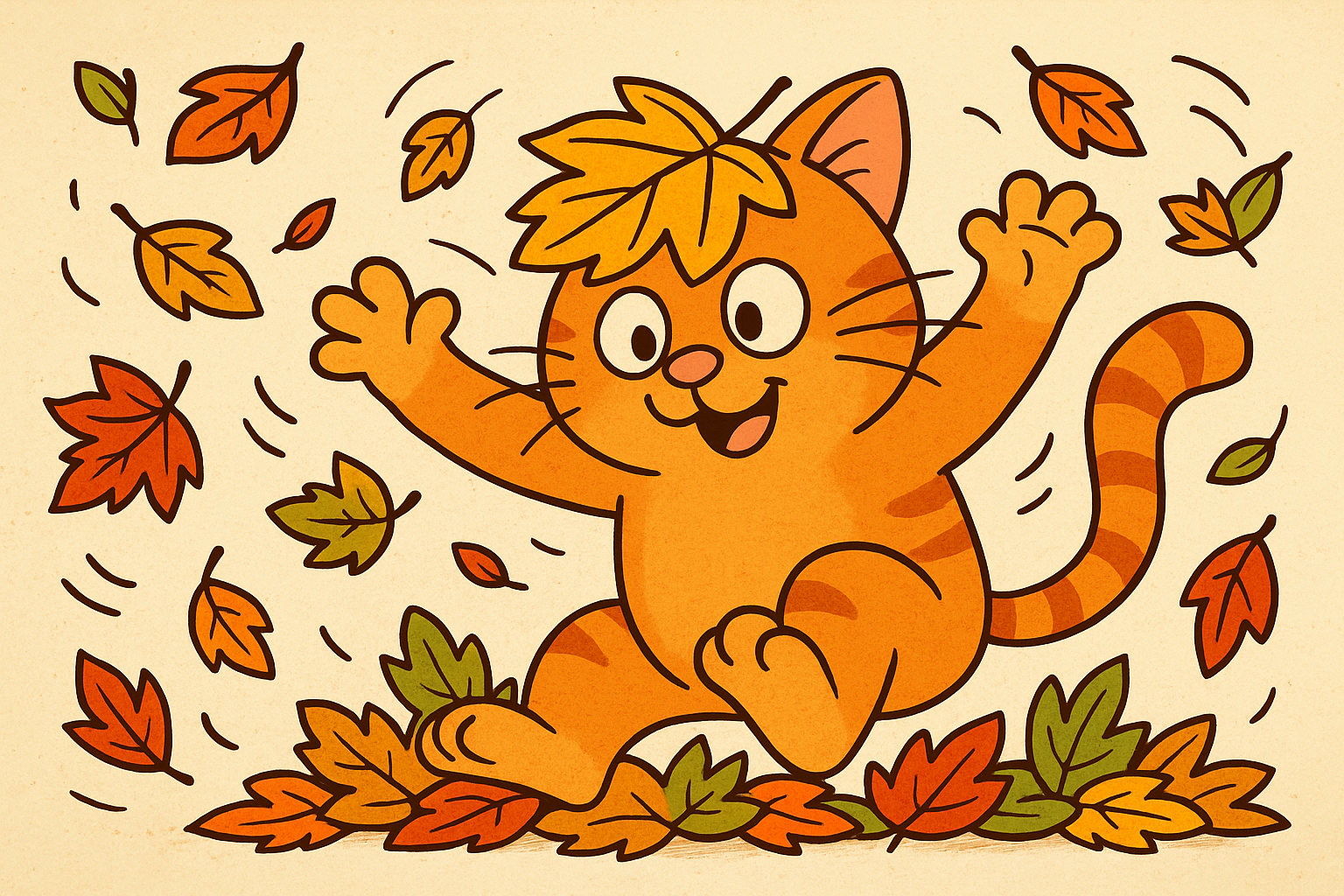 A cat jumping up and down in a pile of leaves because I am not ready for Winter. 